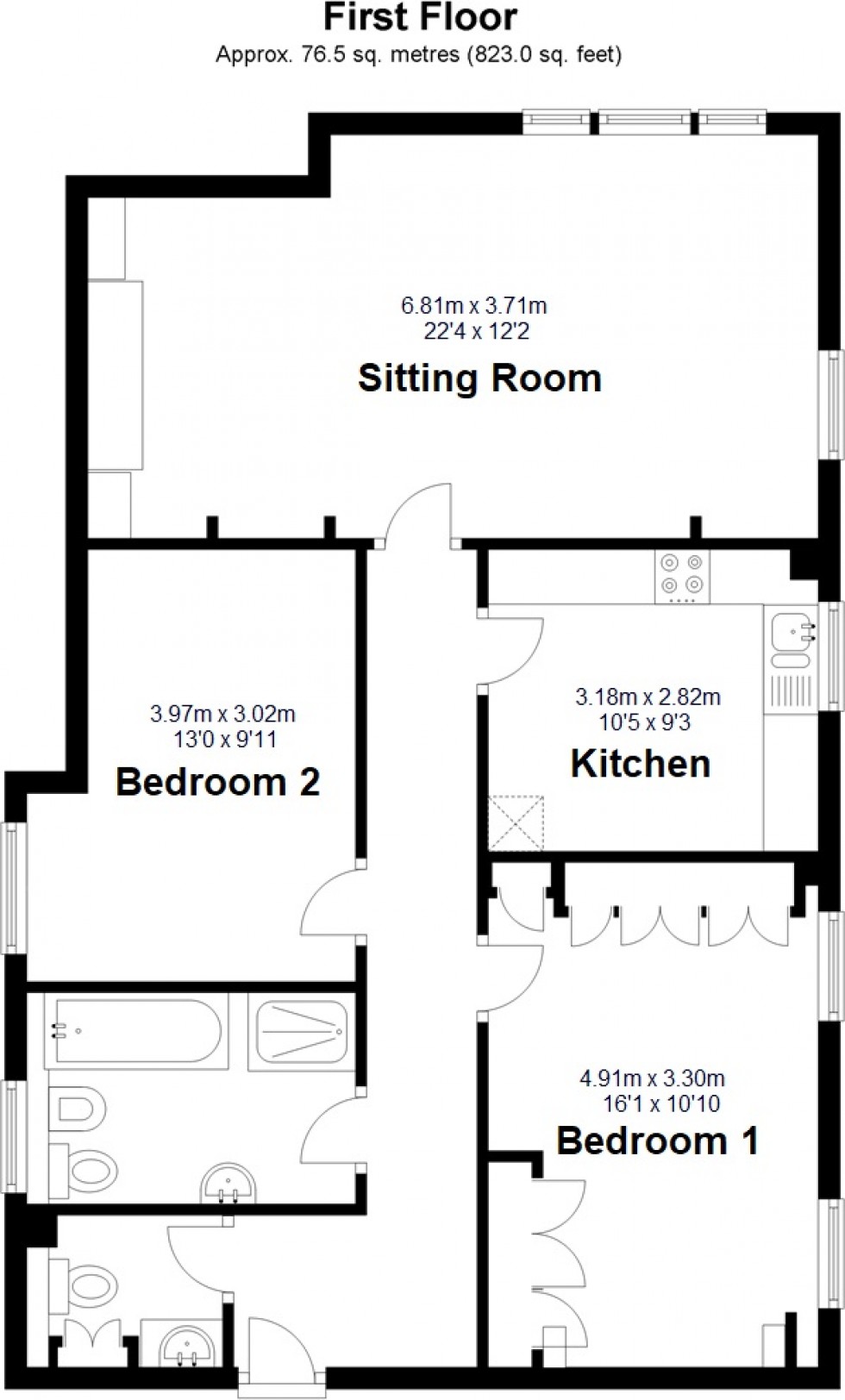 Floorplan for Grams Road, Walmer, Kent